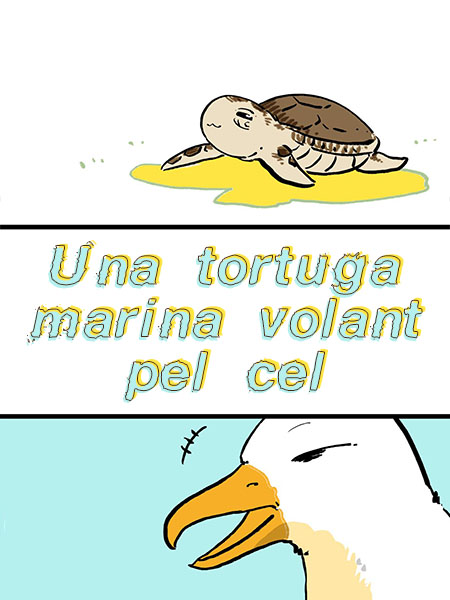 Una tortuga marina volant pel cel